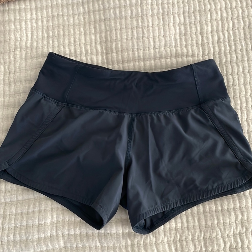 Navy Lululemon running shorts